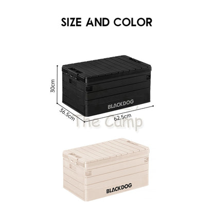 Blackdog Camping Folding Storage Box 60L Foldable Multipurpose Black Box with Table Top Chair Tent Flysheet Bed