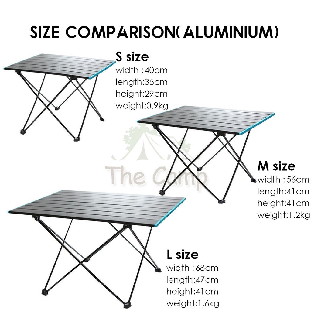 Outdoor Folding Aluminium / Cloth Camping Table Portable Small Compact Foldable Picnic BBQ Egg Roll Chair Flysheet Rope