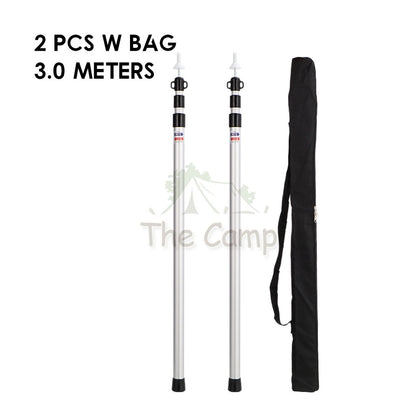 Camping Adjustable Rod for Flysheet Tarp Tent Camp Bag Hiking Family 2.3 3.0 2 3 m Support Pole with Bag Retractable