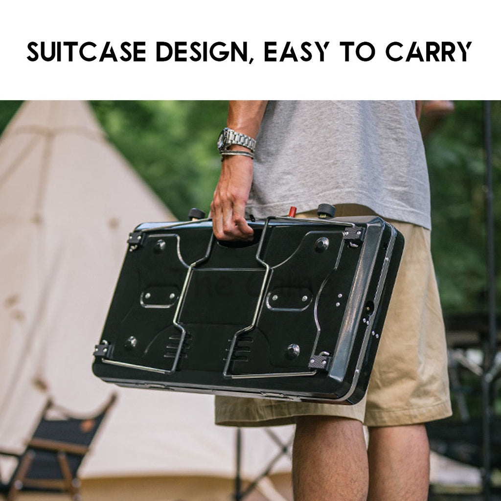 Naturehike Portable Suitcase Double Head Furnace Gas Stove Foldable 3000W Outdoor Camping Folding Burner BBQ NH22RJ001