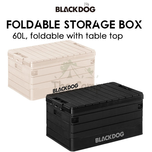 Blackdog Camping Folding Storage Box 60L Foldable Multipurpose Black Box with Table Top Chair Tent Flysheet Bed