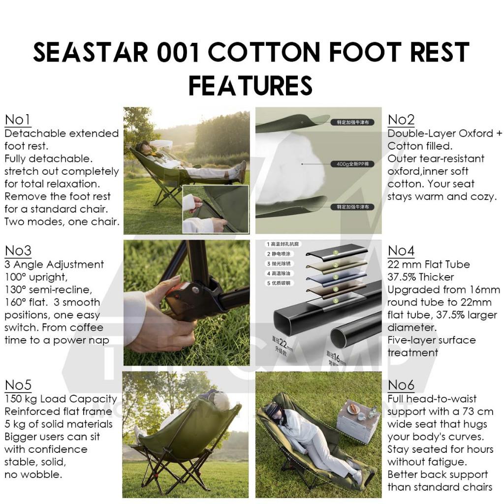 Naturehike SeaStar Cotton Filled Reclining Chair Footrest Leg Rest High Back Recliner Kerusi Healing CampingCNK2450JJ020