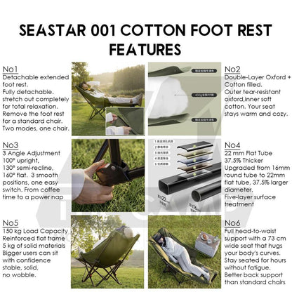 Naturehike SeaStar Cotton Filled Reclining Chair Footrest Leg Rest High Back Recliner Kerusi Healing CampingCNK2450JJ020
