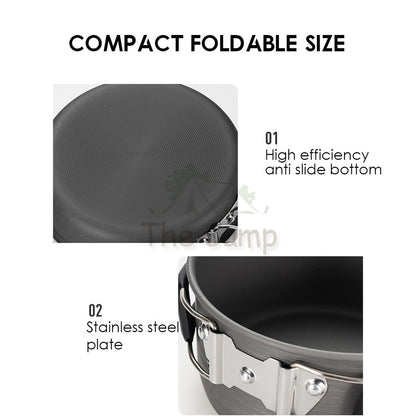 Mobi Garden Camping Cooking Pot Set 3 In 1 Cook Outdoor Lightweight Hiking Family Pots Tent Pole Peg Cookware Naturehike