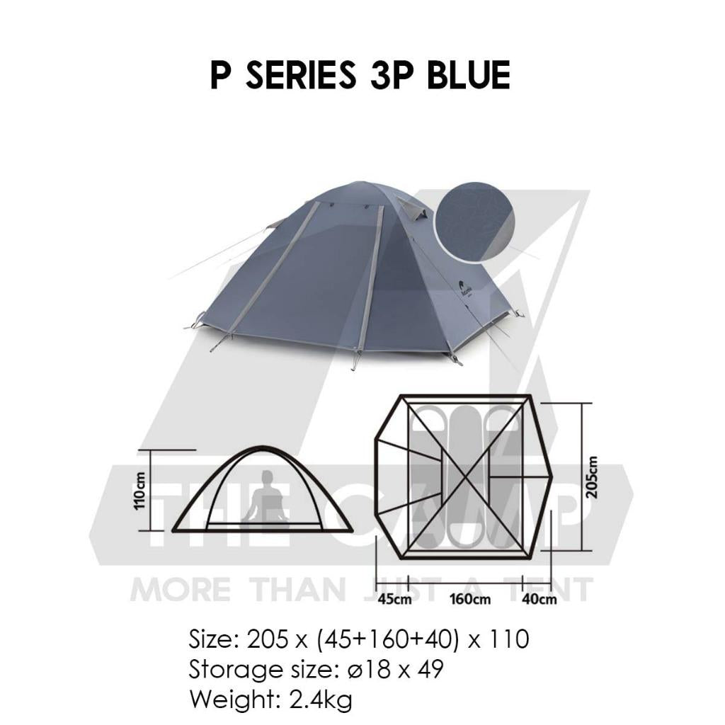 Naturehike P Series Tent 3 Person 2pax 3pax Waterproof Ultralight Hiking UPF50 Outdoor Camping Khemah NH18Z033-P