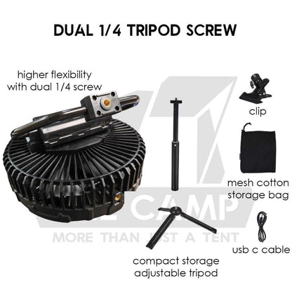 Wellhike SWS Wilderness Tactical Fan 10000mah Battery Swapping Tripod Clip Turbo Outdoor Camping Kipas Angin
