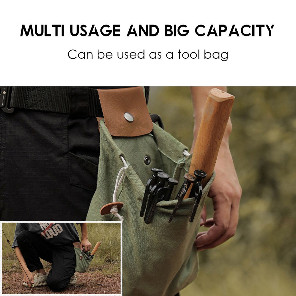 Outdoor Multipurpose Pouch Nail Tent Peg Camping Portable Multifunction Bag Foldable Fruit Bag Khaki Camo