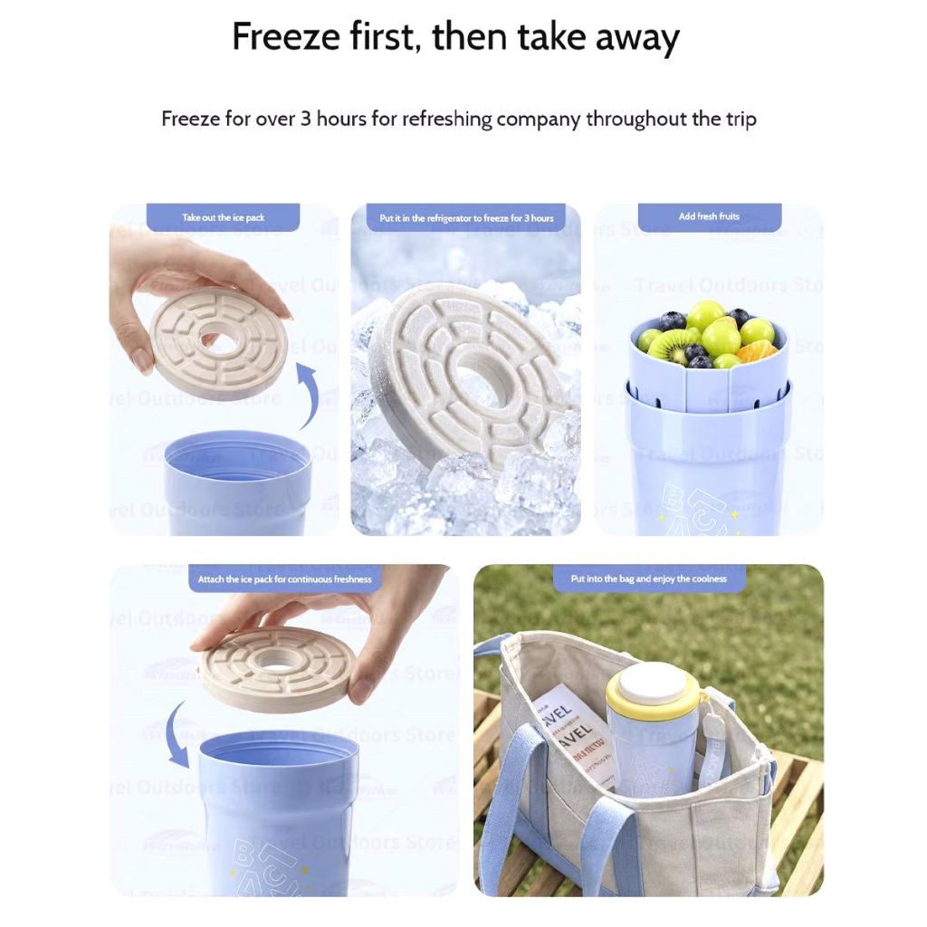 Blackdog Thermos Cup Double Layer Cup For Fruit Coffee Ice Pack Fork Keep Warm Cold Outdoor Camping Picnic CBD2650CF013