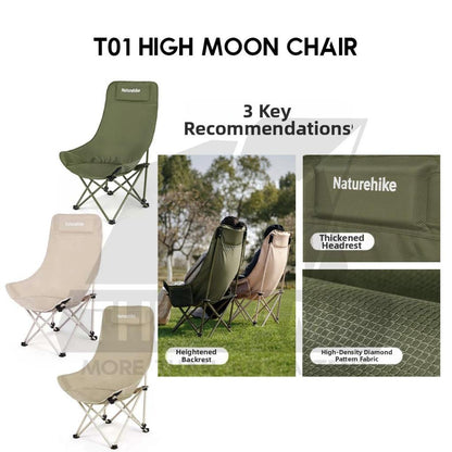 Naturehike T01 Highback Moon Chair Outdoor Camping Widened Armchair High Back Headrest Kerusi Healing CNH23JU13002