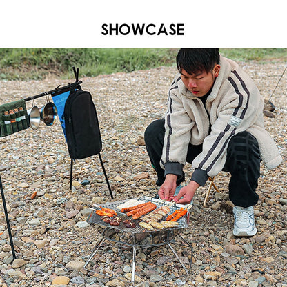 Portable Stainless Steel BBQ Rack Foldable Grill Barbeque Grill Table Camping Picnic