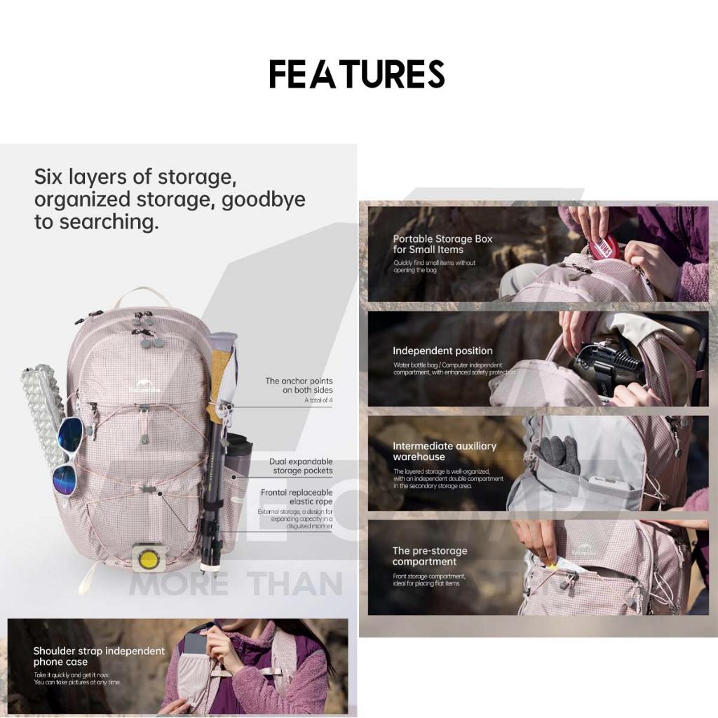 Naturehike Longwa 20L Hiking Bag Light Weight Backpack Day Trip Breathable Mesh Camping Travel CNK2550XB016