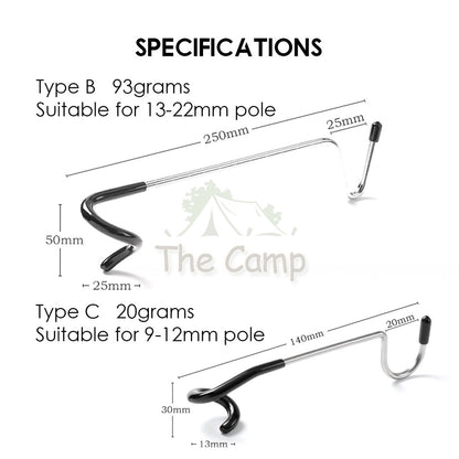 Camping 2-way Lamp Hanger Multipurpose Hook Aluminum Alloy Post Tent Pole Lantern Light Holder Portable Anti Slip