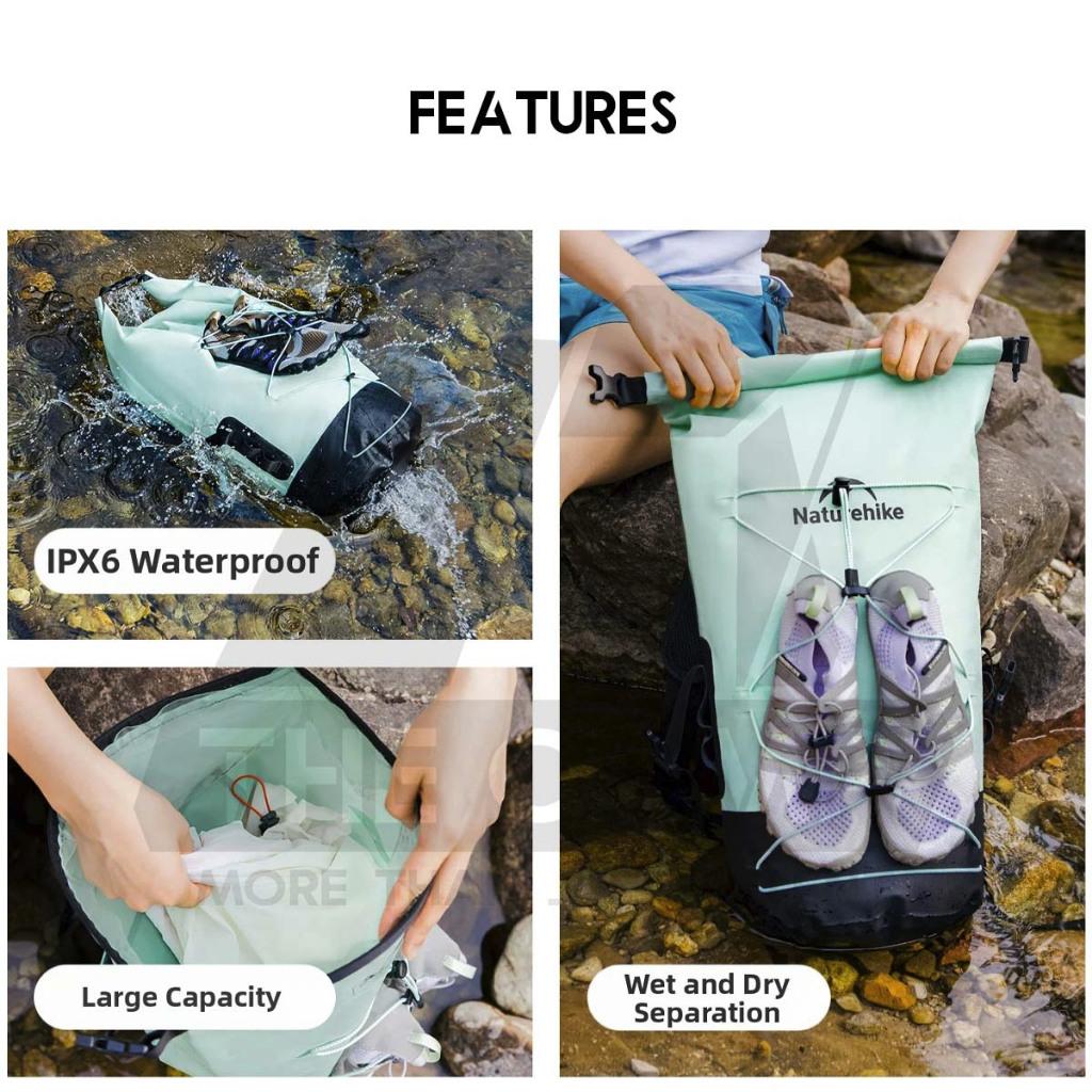 Naturehike Waterproof Backpack 20L 30L 40L Outdoor TPU Dry Wet Separation Storage Bag Ultralight Hiking Beach NH21FSB04