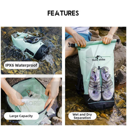 Naturehike Waterproof Backpack 20L 30L 40L Outdoor TPU Dry Wet Separation Storage Bag Ultralight Hiking Beach NH21FSB04