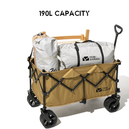 Mobi Garden Camping Portable Wagon Cart 10cm Thick Wheel 7 Inch 190L Litre Fast Easy Folding Trolley Naturehike
