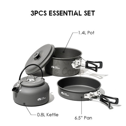 Mobi Garden Camping Cooking Pot Set 3 In 1 Cook Outdoor Lightweight Hiking Family Pots Tent Pole Peg Cookware Naturehike