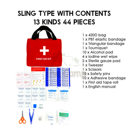 First Aid Kit Set 44pcs 13 Kinds Emengency Kit Outdoor Rescue Travel Portable Medical Survival Treatment Sling Carry Bag
