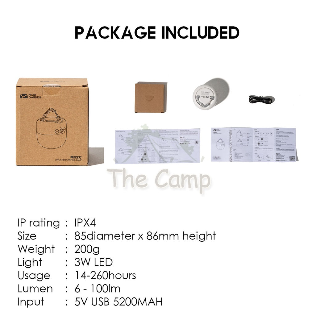Mobi Garden Magnetic 3 Color Mode Stepless Dimming LED Hanging Table Lamp Camping Light Outdoor USB Hiking Fishing