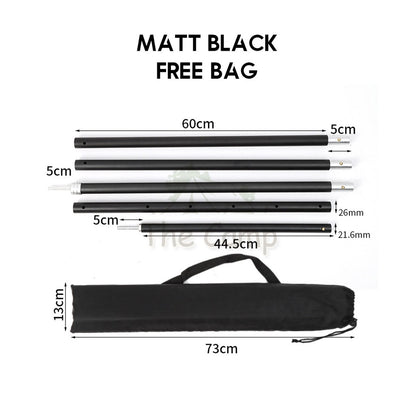 Camping Flysheet Tarp Adjustable Pole 26mm 2mm Heavy Duty Rod Tent Aluminium Long 2.8m Stand Awning Canvas Canopy Tiang