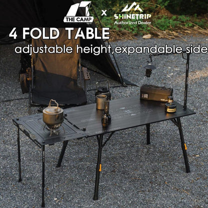 Shinetrip 4 Fold Table Adjustable Height Aluminium Alloy 1 piece Design Tactical Side Expansion IGT Panel A599