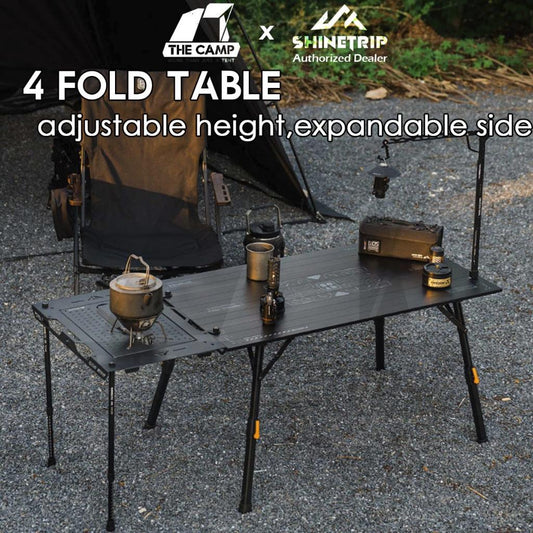 Shinetrip 4 Fold Table Adjustable Height Aluminium Alloy 1 piece Design Tactical Side Expansion IGT Panel A599