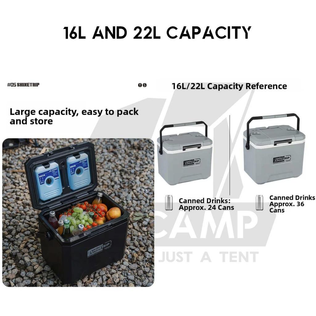 Shinetrip Cooler Box Portable Ice Box 16L 22L Spring Locking 72 hours Cooling Outdoor Camping Peti Ais A608