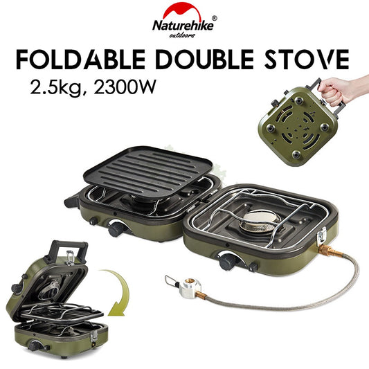 Naturehike Portable Double Head Furnace Gas Stove Foldable 2300W Outdoor Camping Folding Burner Picnic BBQ Kovea Cube