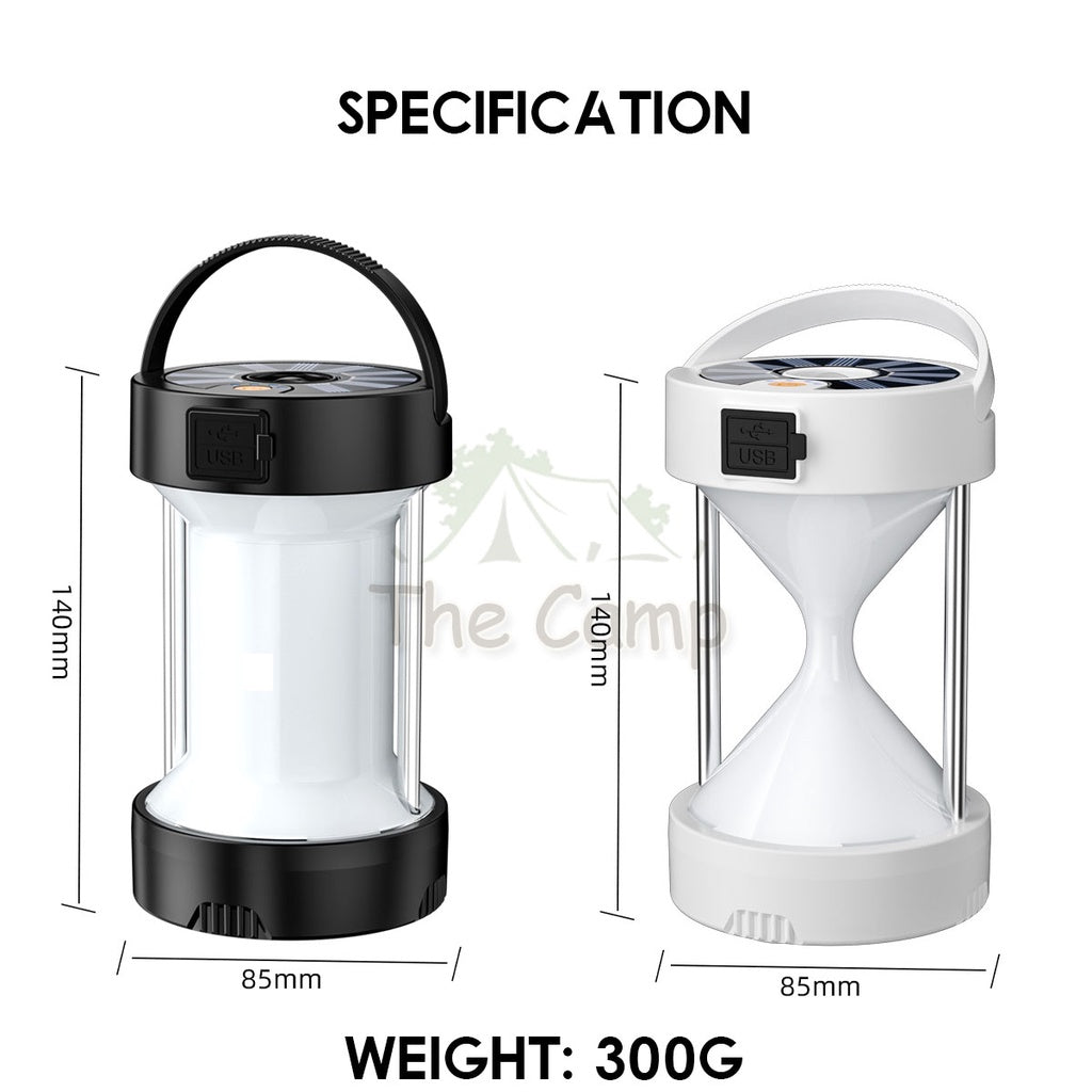 Outdoor Solar LED Lantern Light Daylight High Brightness USB Rechargeable Type C Magnet Base Camping Hiking Fishing