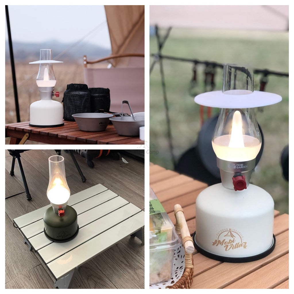 Mobi Garden Retro Lantern Stepless Dimming LED Standing Table Lamp AA Battery Camping Light Outdoor USB Hiking Fishing