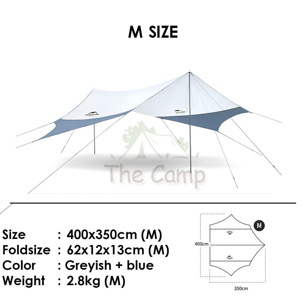 Naturehike Hexagon Tarp Flysheet Silver Coated Coating UPF 50+ Camping Waterproof Canopy Tent Awning Beach Sun Tent