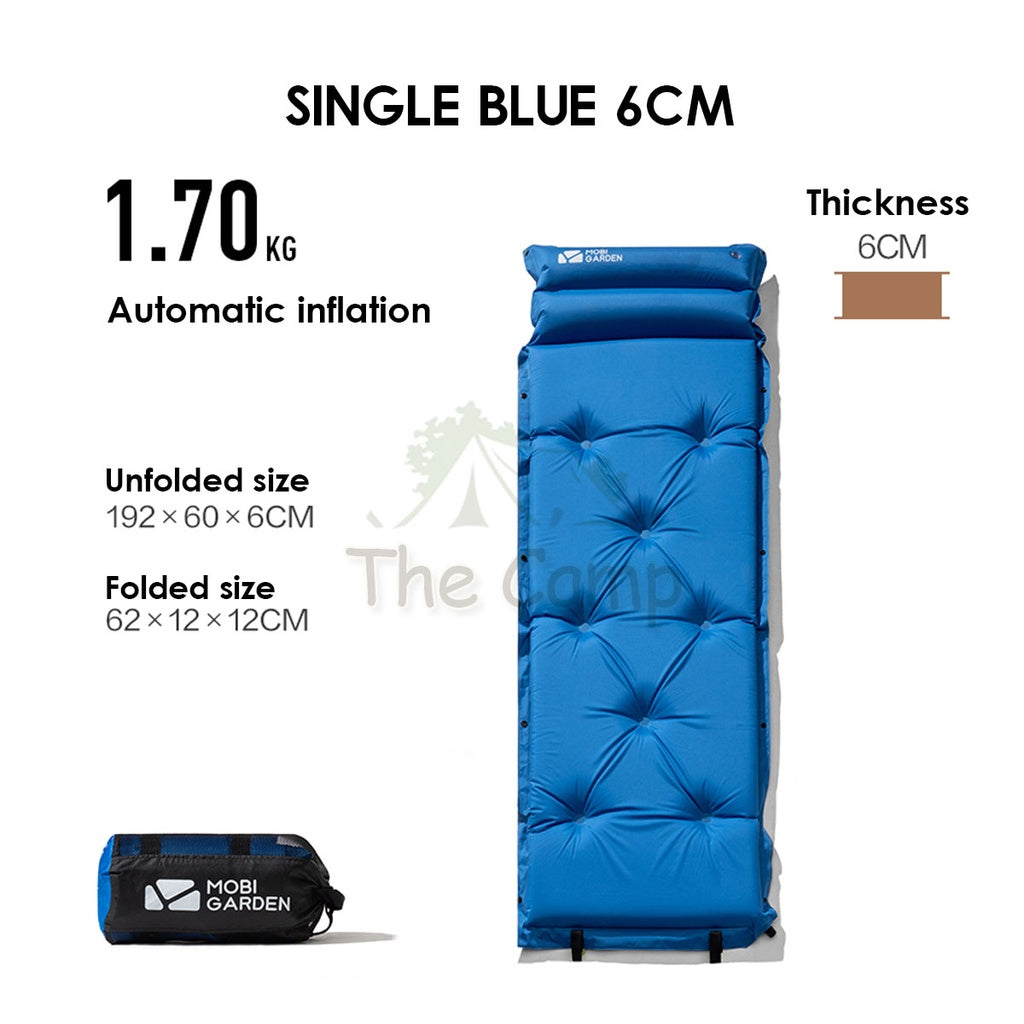 Mobi Garden Sponge Auto Inflation Bed Camping Mattress Inflatable Single Outdoor Tent Foldable Family Naturehike