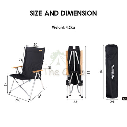 Naturehike Recliner Chair with Arm Rest Portable Adjustable Outdoor Camping Kerusi Healing High Back NH17T003-Y TY03