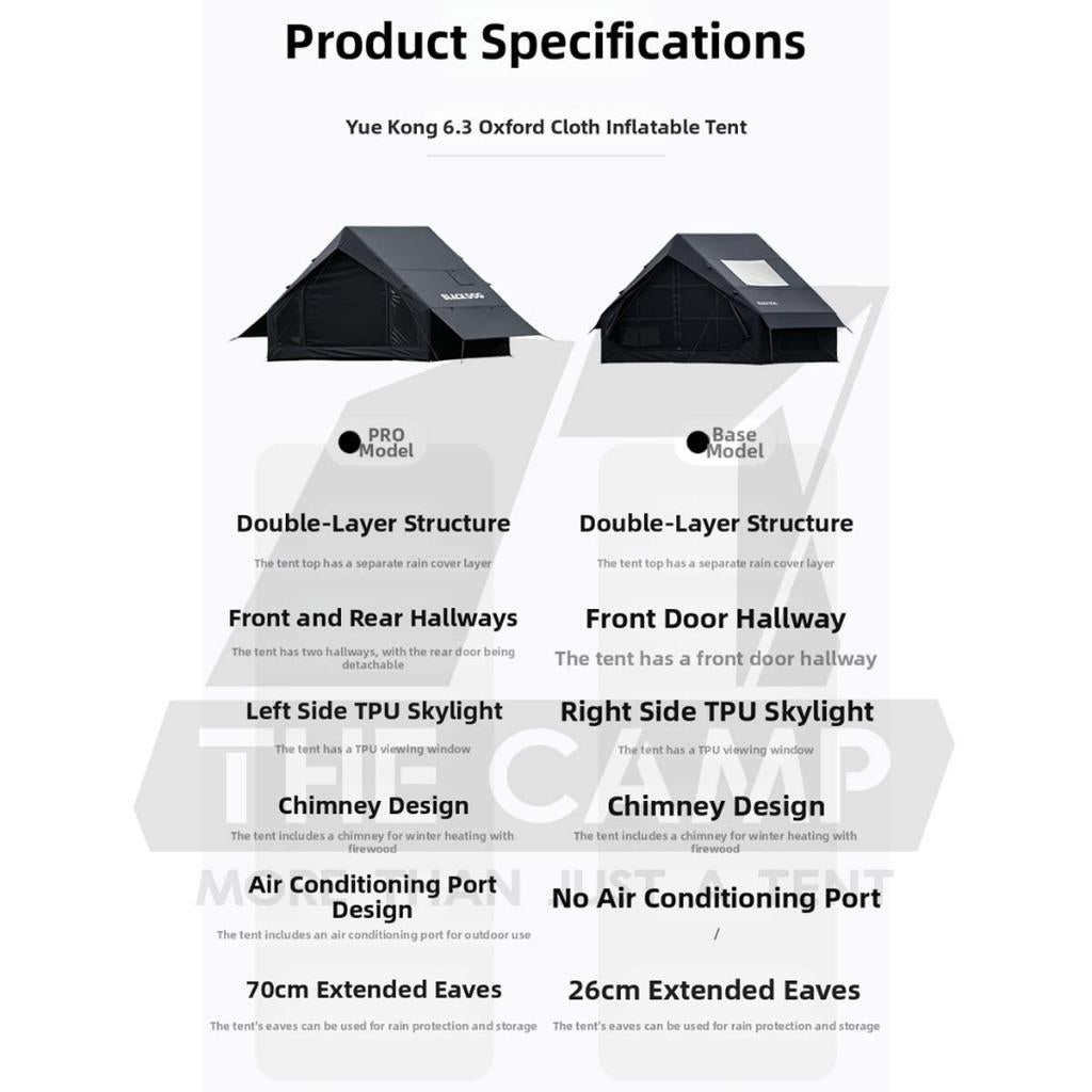 Blackdog MoonSky 6.3 Air Tent Pro / Base Double Layer PU3000mm Skyroof Inflatable Khemah Angin CBD2650WS010