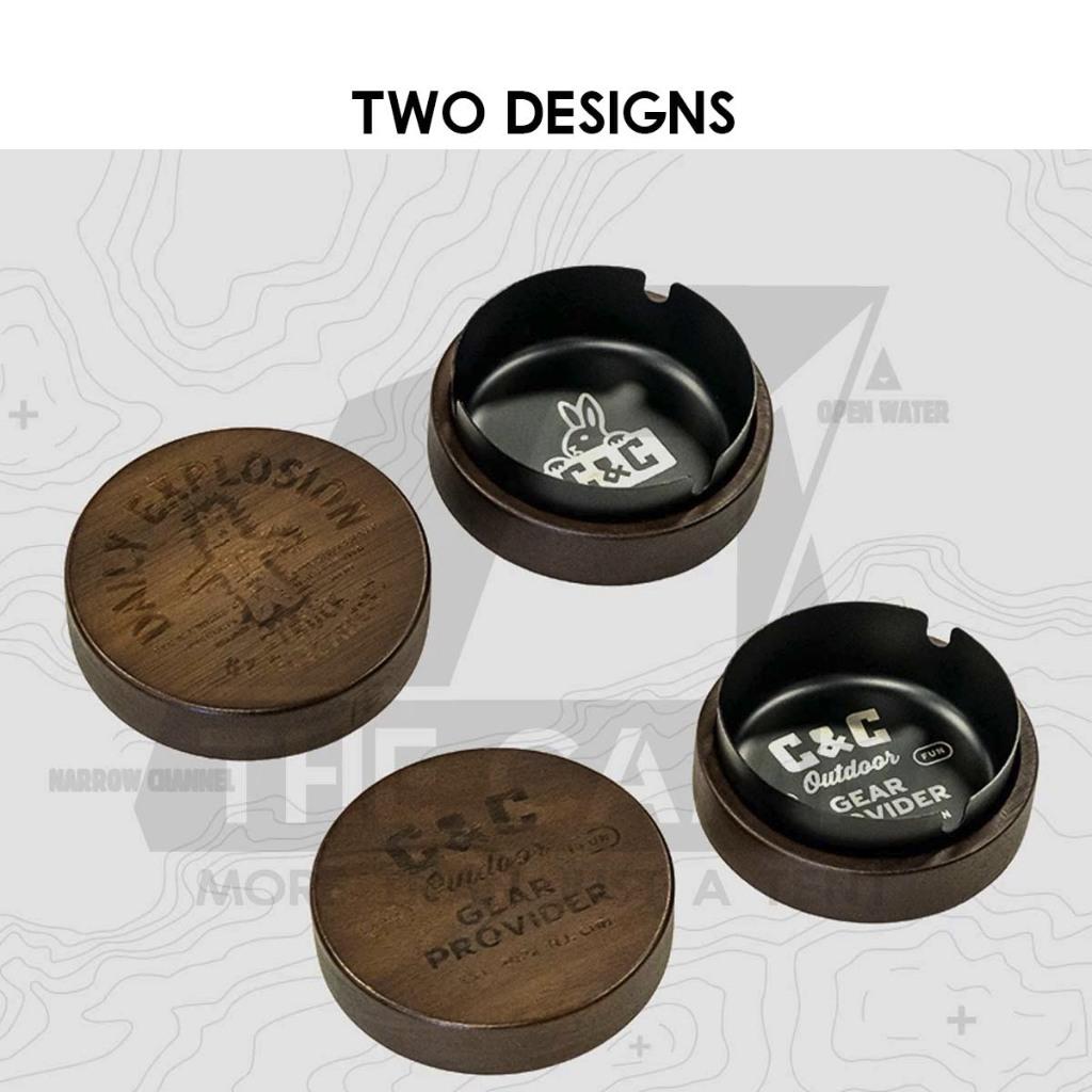 CC Wooden Ashtray Wood + Stainless Steel Laser Printing