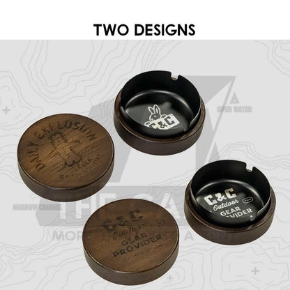 CC Wooden Ashtray Wood + Stainless Steel Laser Printing