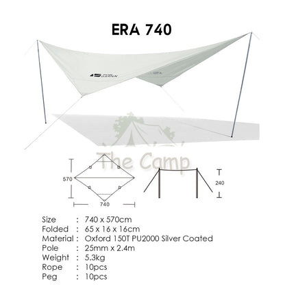 Mobi Garden Era Series Flysheet Tarp Silver Coated UV Block Sunscreen Tent Canopy Outdoor Equipment Family Naturehike