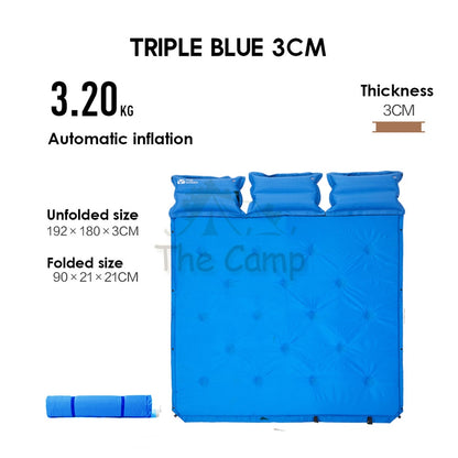 Mobi Garden Sponge Auto Inflation Bed Camping Mattress Inflatable Triple Outdoor Tent Foldable Family Naturehike