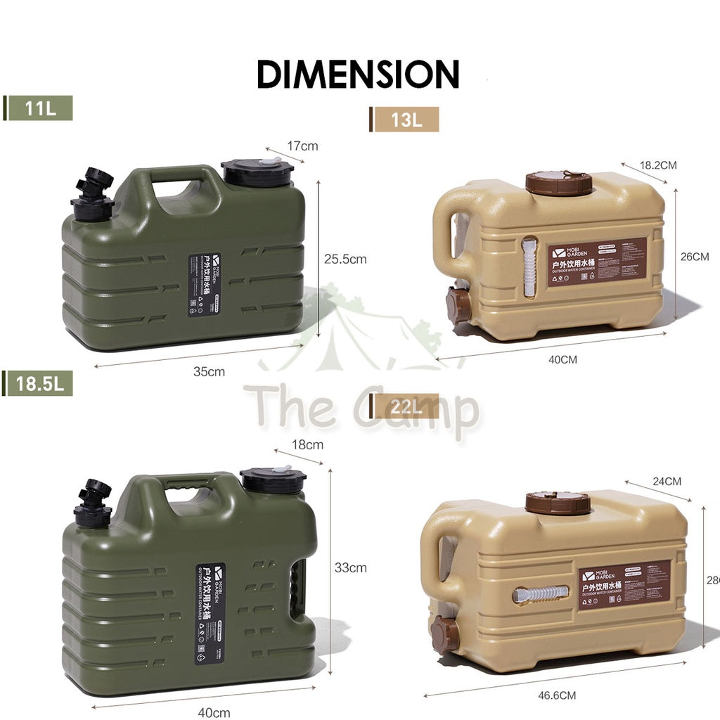 Mobi Garden Camping Portable Water Tank Container Pro 11 13 18.5 22 L Litre Water Tap Faucet Outdoor Gear PP Food Grade