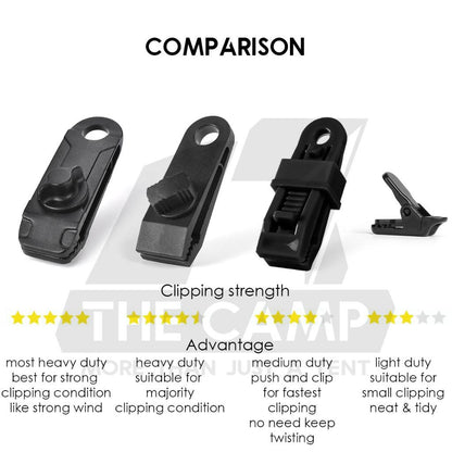 Heavy Duty Flysheet Clip Tarp Clip Tent Crocodile Clip Shark Clamp Outdoor Tarpaulin Clips Awning Paracord Rope