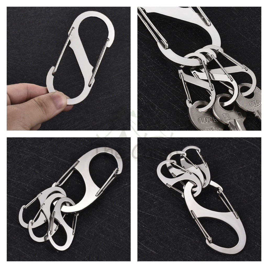 Carabiner D Shape S Shape Aluminium Stainless Steel Buckle Clip Key Chain Outdoor Camping Paracord Spring Keyring Hook