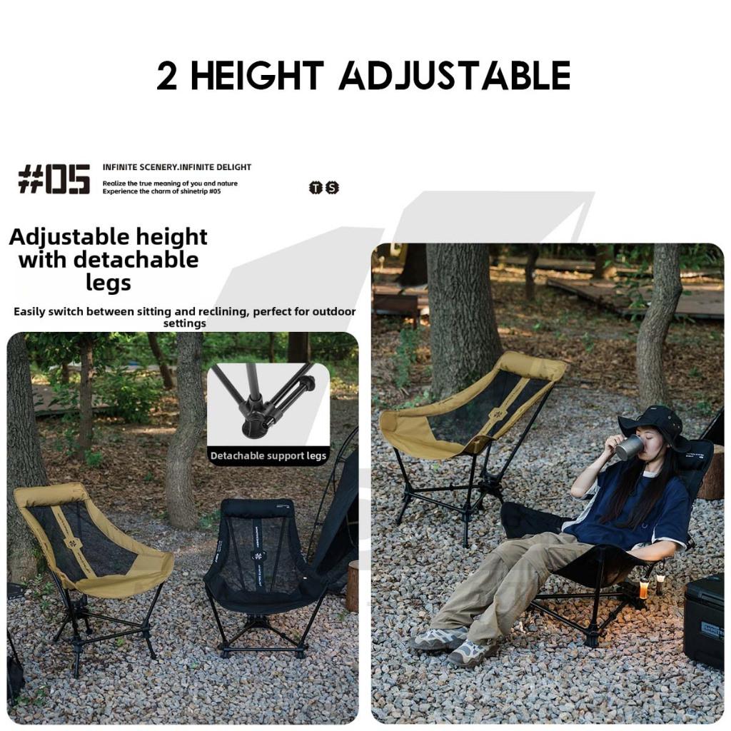 Shinetrip Swinging Chair Adjustable Height Headrest Armrest Outdoor Camping Rocking Kerusi Healing Highback A598