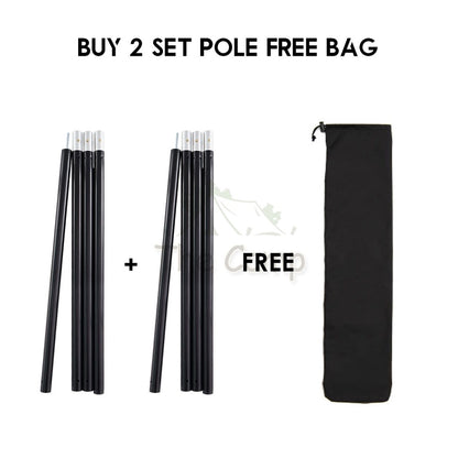 Camping Flysheet Tarp Pole 32mm Heavy Duty Fixed Rod Tent Aluminium Long 2.8m Stand Awning Canvas Canopy Tiang