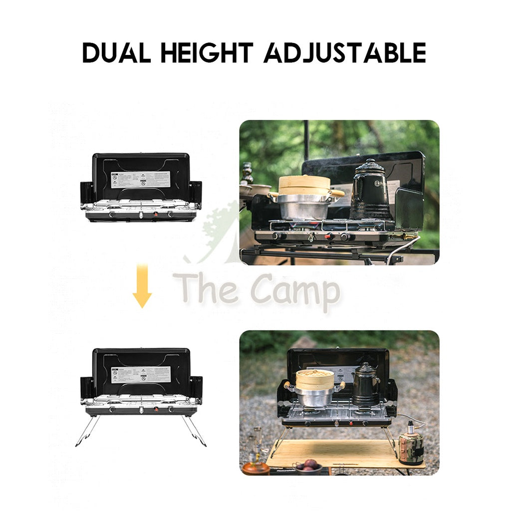 Naturehike Portable Suitcase Double Head Furnace Gas Stove Foldable 3000W Outdoor Camping Folding Burner BBQ NH22RJ001