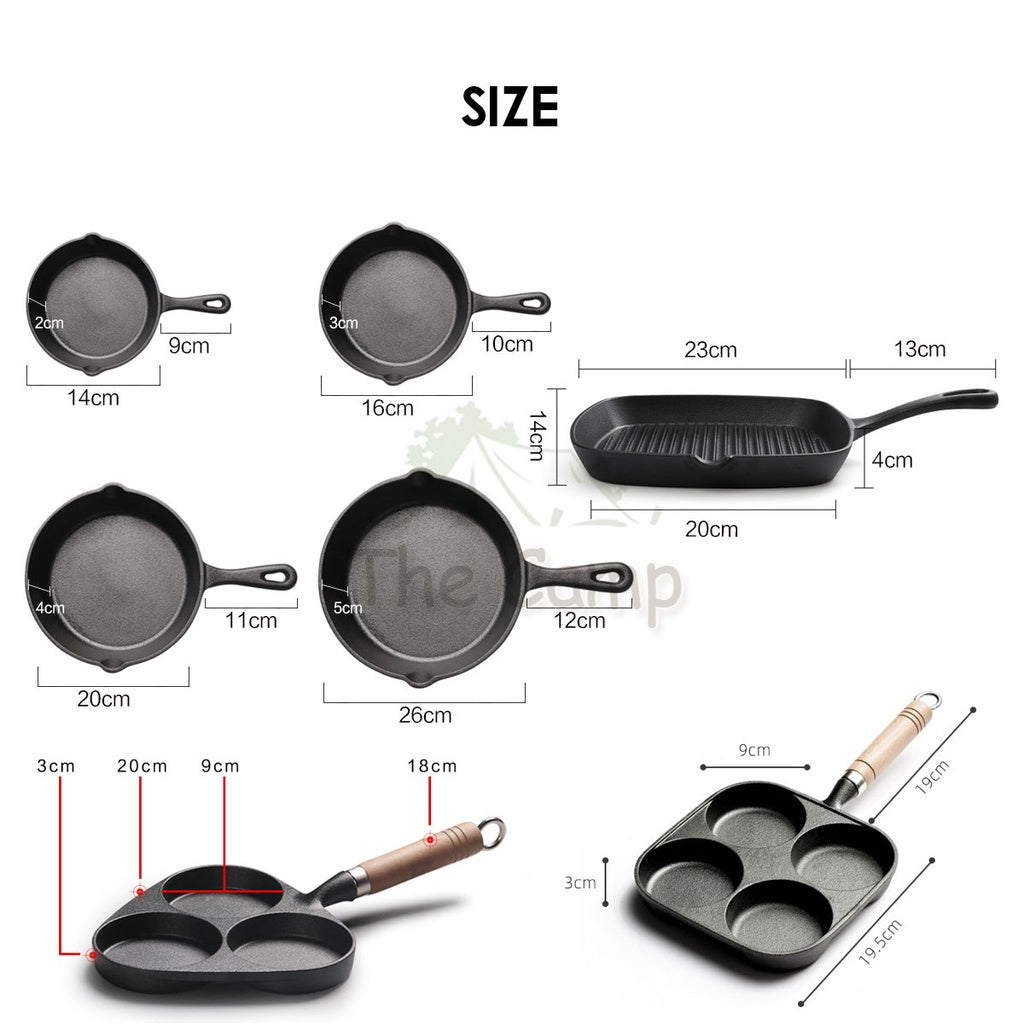 Cast Iron Skillet Grill Pan Frying Egg Pan Non Stick Square Steak Pan Camping Picnic No Coating Silicone Handle Grip