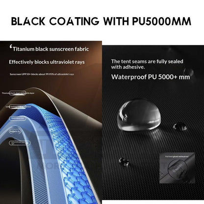 Blackdog ShanTing 12.8 Manual Tent Easy Set Up Outdoor Camping Fly Sheet Extension Black Coating PU5000 CBD2450WS050