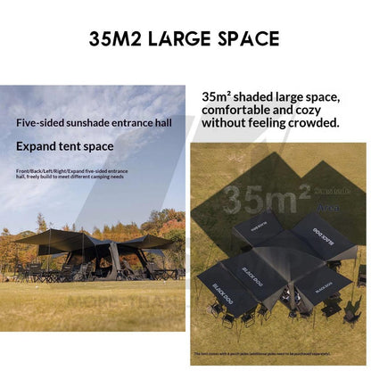 Blackdog ShanTing 12.8 Manual Tent Easy Set Up Outdoor Camping Fly Sheet Extension Black Coating PU5000 CBD2450WS050