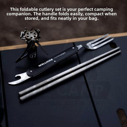 Wellhike SWS 3 in 1 Foldable Cutlery Set Fork Spoon Knife Bottle Opener Hiking Outdoor Camping Picnic