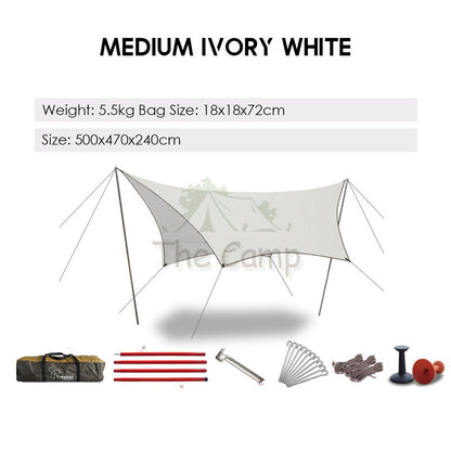 VIDALIDO Butterfly Tarp Flysheet Medium Large Silver Coating Black Coated Camping Waterproof Shelter Tent Awning