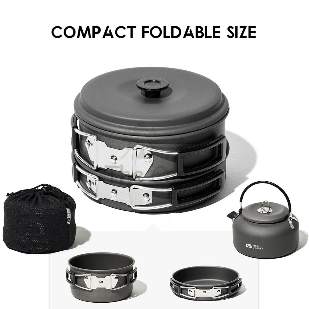 Mobi Garden Camping Cooking Pot Set 3 In 1 Cook Outdoor Lightweight Hiking Family Pots Tent Pole Peg Cookware Naturehike