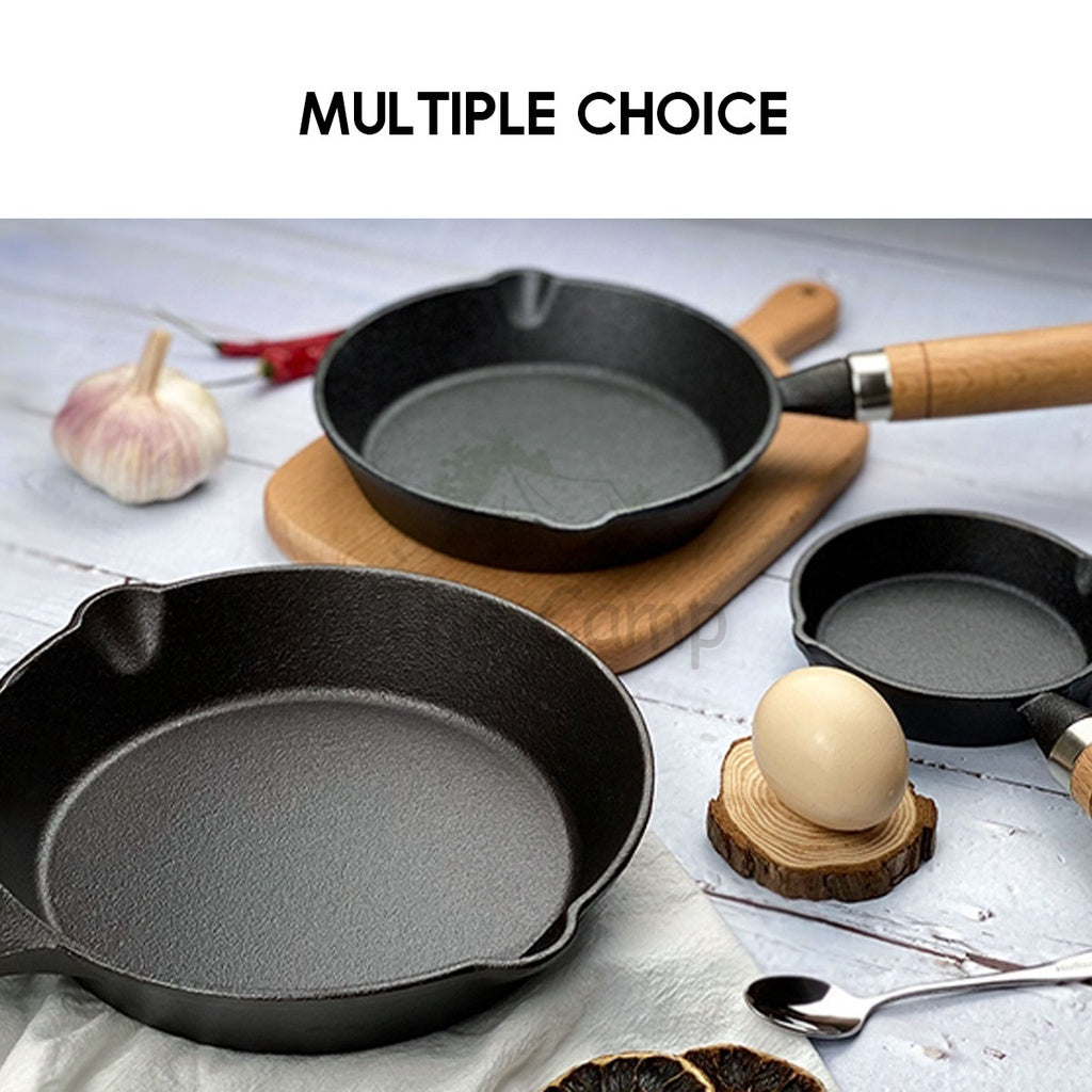 Cast Iron Skillet Grill Pan Frying Egg Pan Non Stick Square Steak Pan Camping Picnic No Coating Silicone Handle Grip